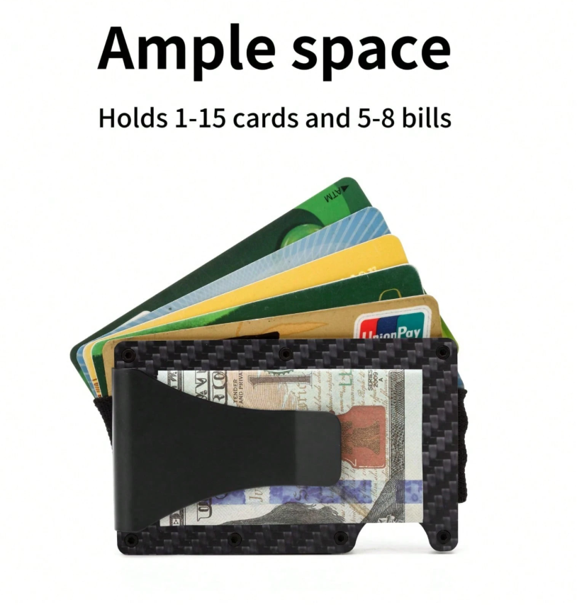 Men's RFID Blocking Slim Wallet Money Clip & Card Holder