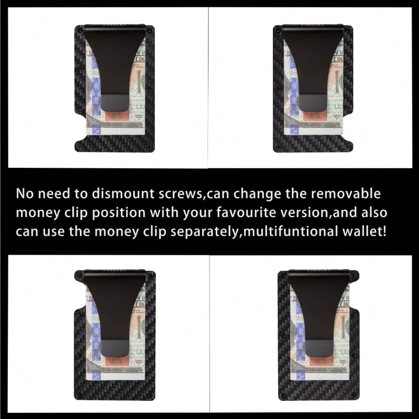 Men's RFID Blocking Slim Wallet Money Clip & Card Holder